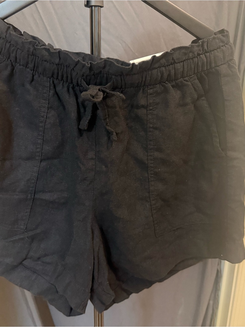 Kohl's Black High-Waist Drawstring Linen-Blend Shorts